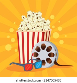 card of cinema items and pop corn