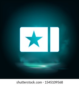 Card, cinema, ticket vector icon. Lighting blue smoke neon icon. Card, cinema, ticket vector
