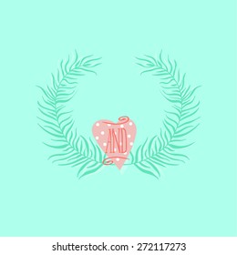 Card with a circle of branches. Light green background.