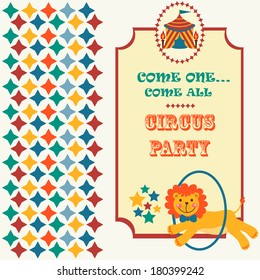 card with a circus lion. vector illustration