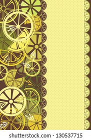 Card with citrus. Background decorated with lemons and limes. The form for the celebratory menu or the invitation...