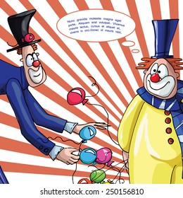card with clowns for text. vector