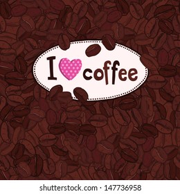 card with coffee background and frame with text