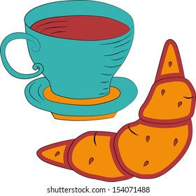 Card with coffee and croissant