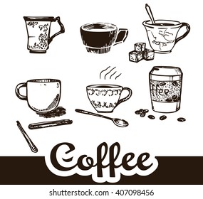 card with a coffee cup. Vector Illustration