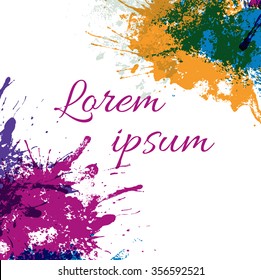Card with color blots on a white background with space for your text