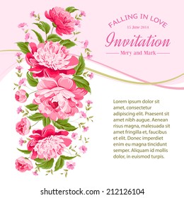 Card of color flowers and text space. Vector illustration.