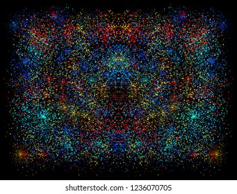 Card with color glitter background. Shiny sparkles for poster.