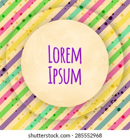 card with colored diagonal lines on kraft paper