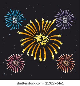 card of colored fireworks explosions