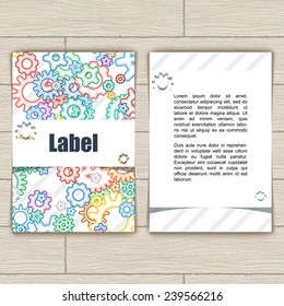 Card with colorful background vector contour gears