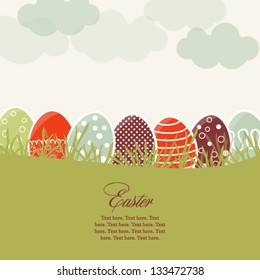 Card with colorful Easter eggs