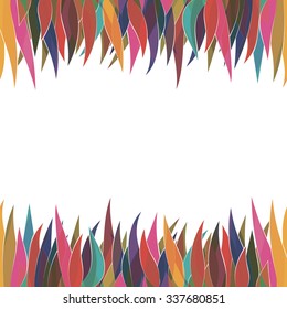 Card with colorful grass isolated on white background with empty space. Vector illustrator.