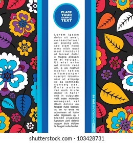 Card with colorful leafs and flowers