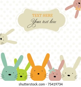 Card with colorful rabbits for life events