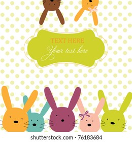 Card with colorful rabbits for life events