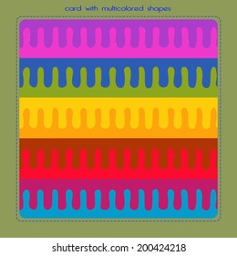 Card with colorful shapes repeated flips in a rounded rectangle and blue text.