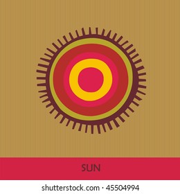 card with colorful sun