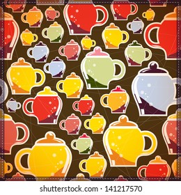 card with colorful tea cups