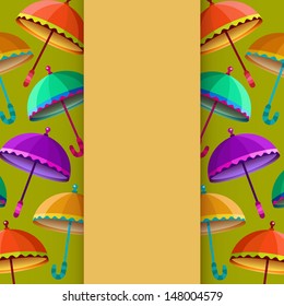 Card with colorful umbrellas.