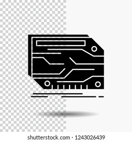 card, component, custom, electronic, memory Glyph Icon on Transparent Background. Black Icon