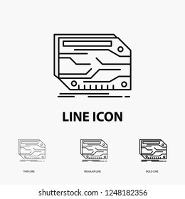 card, component, custom, electronic, memory Icon in Thin, Regular and Bold Line Style. Vector illustration