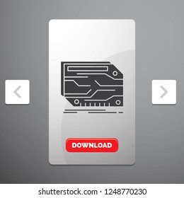 card, component, custom, electronic, memory Glyph Icon in Carousal Pagination Slider Design & Red Download Button