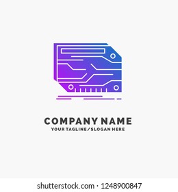 card, component, custom, electronic, memory Purple Business Logo Template. Place for Tagline.