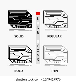 card, component, custom, electronic, memory Icon in Thin, Regular, Bold Line and Glyph Style. Vector illustration