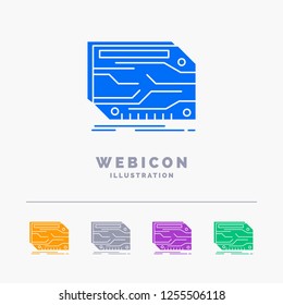 card, component, custom, electronic, memory 5 Color Glyph Web Icon Template isolated on white. Vector illustration