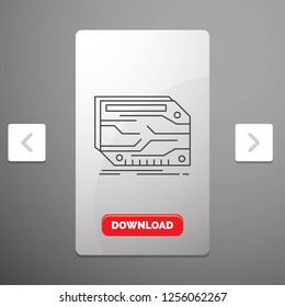 card, component, custom, electronic, memory Line Icon in Carousal Pagination Slider Design & Red Download Button