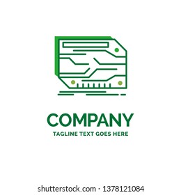 card, component, custom, electronic, memory Flat Business Logo template. Creative Green Brand Name Design.