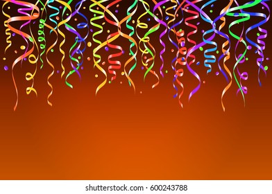 card with confetti on orange background in vector art