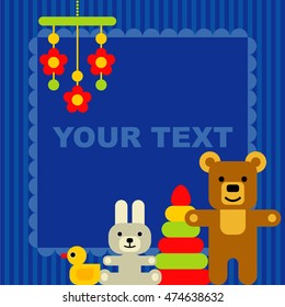 card for congratulation with toys