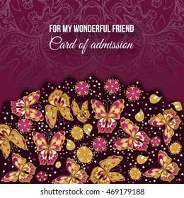 Card of congratulations. decorated with patterned mandala