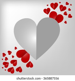 card for congratulations on Valentine on 14 February to sign in heart and with red hearts