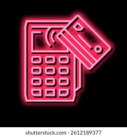 card contactless pay post terminal device neon light sign vector. card contactless pay post terminal device illustration