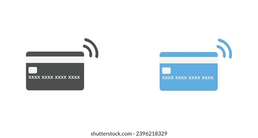 Card contactless payment icon vector isolated on white background in two different styles. pay with credit card concept flat icon vector eps10.  