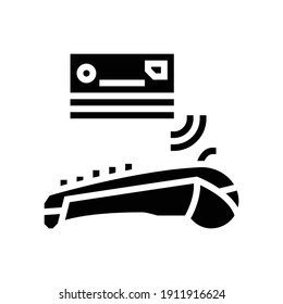 card contactless payment pos terminal glyph icon vector. card contactless payment pos terminal sign. isolated contour symbol black illustration