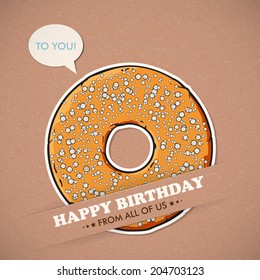 Card with cool cartoon donut. Vector collection.