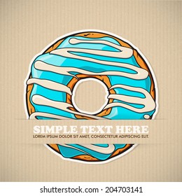 Card with cool cartoon donut. Vector collection.