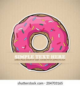 Card with cool cartoon donut. Vector collection.