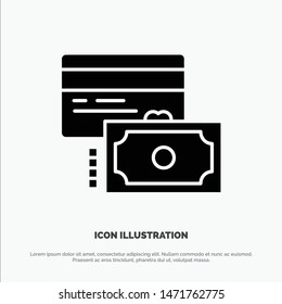 Card, Credit, Payment, Money Solid Black Glyph Icon