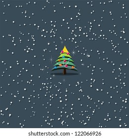 card with cristmas tree.  layered vector. Eps8
