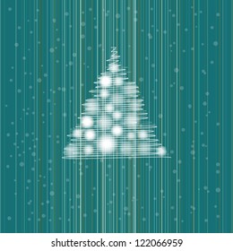 card with cristmas tree.  layered vector. Eps10