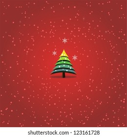card with cristmas tree.  layered vector. Eps8