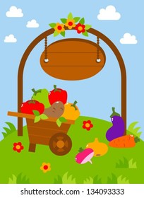 card with a crop of vegetables, vector illustration