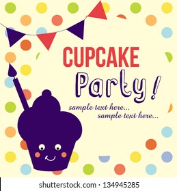 card with cup cake. vector illustration