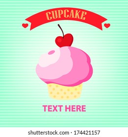 card with cup cake. vector illustration