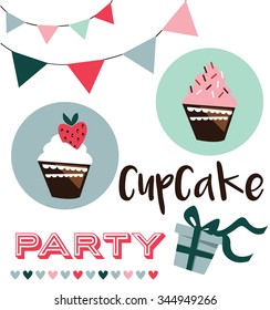 Card with cup cake, vector illustration